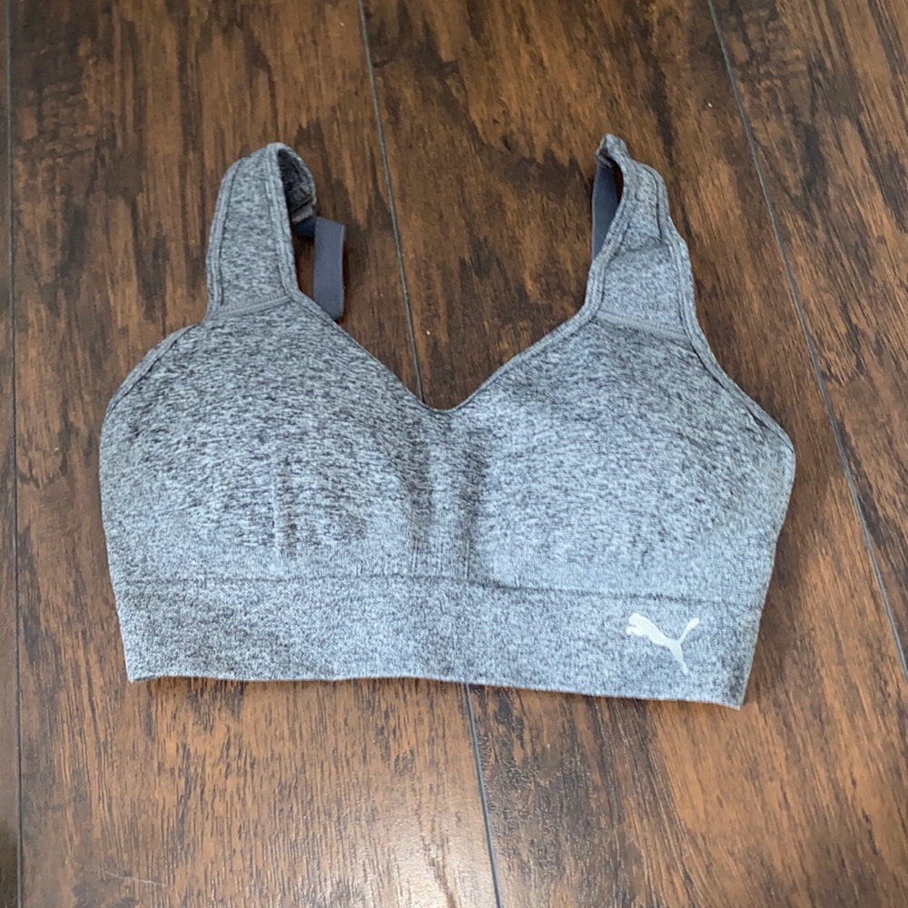 Gray puma removable cups women’s racer back sports bra